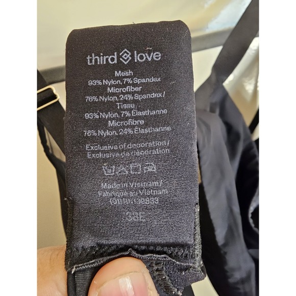 Third Love 38E Bra‎ Black 24/7 Classic Uplift Plunge Underwire Back Closure - Picture 4 of 5